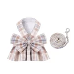 JK Plaid Dress Harness Leash for Cats - Brown