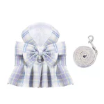 JK Plaid Dress Harness Leash for Cats - Light purple