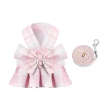 JK Plaid Dress Harness Leash for Cats - Pink