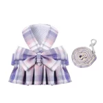 JK Plaid Dress Harness Leash for Cats - Purple