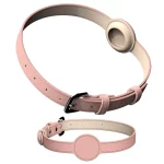 Leather Breakaway Cat Collar with Airtag Holder for Cats - Pink