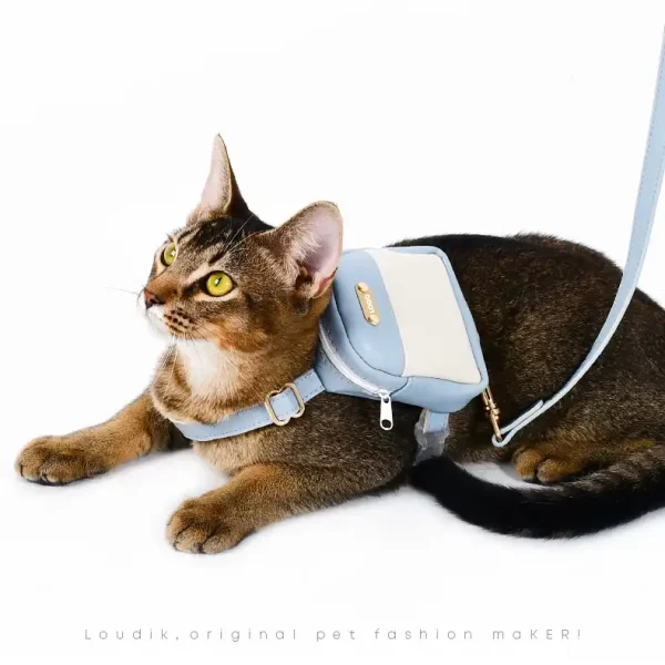 Leather Harness Backpack Leash for Cats