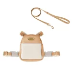 Leather Harness Backpack Leash for Cats - Apricot