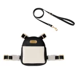 Leather Harness Backpack Leash for Cats - Black