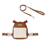 Leather Harness Backpack Leash for Cats - Brown