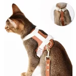 Leather Leash Collar Harness for Cats