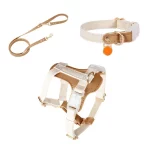 Leather Leash Collar Harness for Cats - Apricot