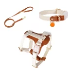 Leather Leash Collar Harness for Cats - Brown