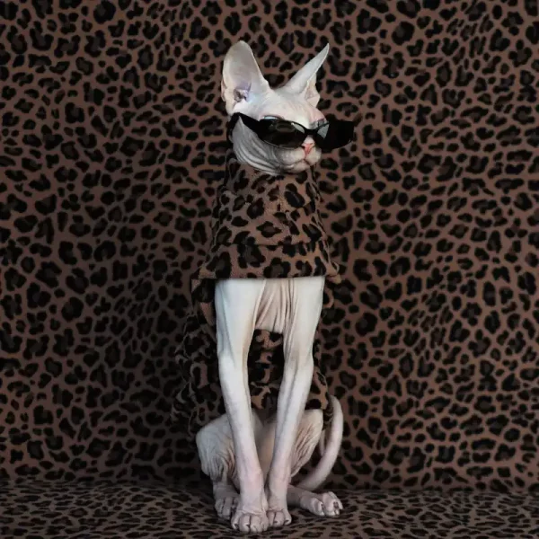 Leopard One-hole Clothes for Sphynx Cats