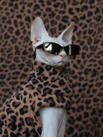 Leopard One-hole Clothes for Sphynx Cats