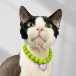 Love Pendant Necklace Cat Pet Accessories - Green
