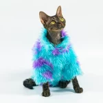 Purple Blue Fur Coat for Hairless Cat