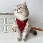 Red Rose Pearl Necklace Collar for Cats