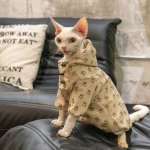 Retro Corduroy Bunny Hoodie for Cats - Khaki