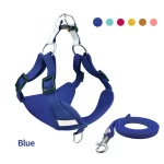 Suede Reflective Harness Leash for Cats - Blue