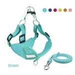 Suede Reflective Harness Leash for Cats - Green