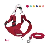 Suede Reflective Harness Leash for Cats - Red