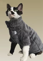 The Cat Face Lamb Velvets Coats for Cats - Grey