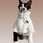 The Cat Face Lamb Velvets Coats for Cats - White