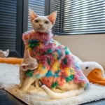 Vintage Rainbow Fur Coat for Cats