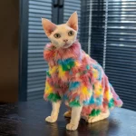 Vintage Rainbow Fur Coat for Cats
