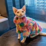 Vintage Rainbow Fur Coat for Cats