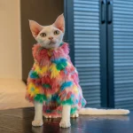 Vintage Rainbow Fur Coat for Cats