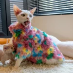 Vintage Rainbow Fur Coat for Cats