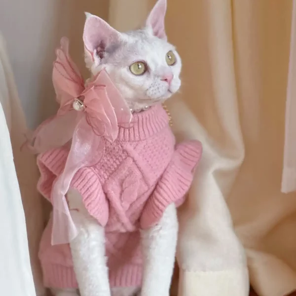 Winter Pink Lace Sweaters for Cats