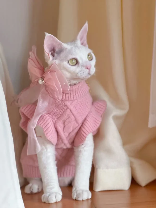 Winter Pink Lace Sweaters for Cats