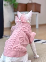 Winter Pink Lace Sweaters for Cats