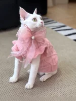 Winter Pink Lace Sweaters for Cats