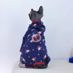 Belly Onesie with Santa Hat for Sphynx - Blue