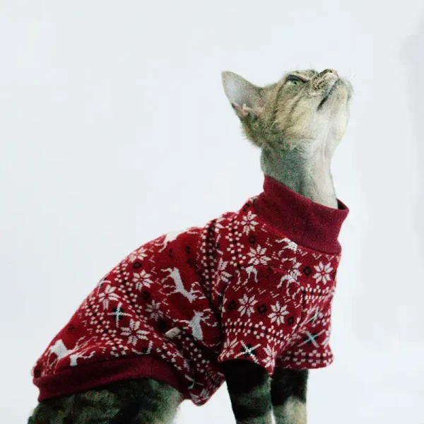 British Style Knitted Christmas Pullover Sweater for Cats