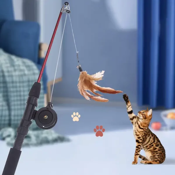 Cat Fishing Pole Toy Telescopic Fishing Rod Toy for Cats