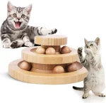 Cat Toy Wooden Ball Circle Track Bamboo Pine