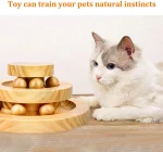 Cat Toy Wooden Ball Circle Track Bamboo Pine