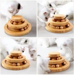 Cat Toy Wooden Ball Circle Track Bamboo Pine