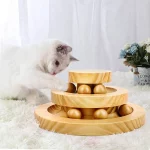 Cat Toy Wooden Ball Circle Track Bamboo Pine