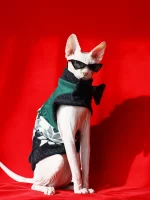 Christmas Green Bow Snowflake Sweater for Cats