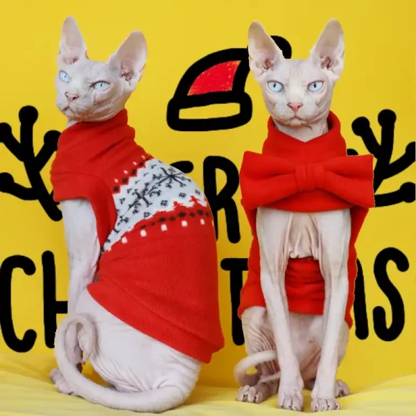 Christmas New Year One Arm Shirts for Sphynx Cats