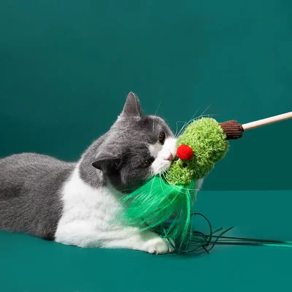 Christmas Tree Elf Cat Teaser Stick