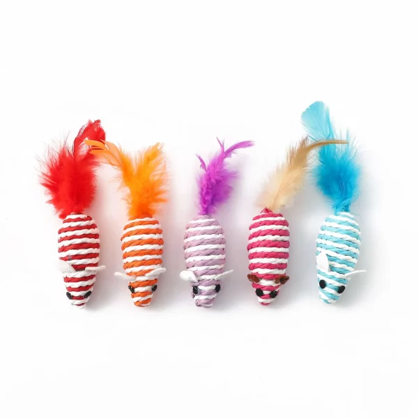 Colorful Feather Mouse Chirping Interactive Cat Toy