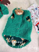 Elk Hat Cat Christmas Holiday Outfit for Cats - Double layer Green Vest