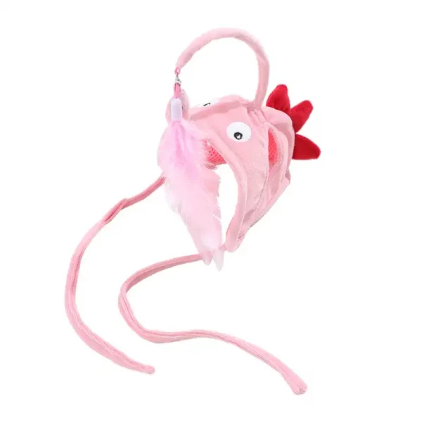 Head Mounted Dinosaur Cat Hanging Toy Feather Fish - Pink