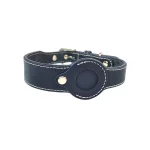 Leather Airtag Pet Tracking GPS Collar - Black