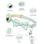 Plaid Print Bow Airtag Collar for Cats