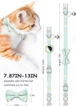 Plaid Print Bow Airtag Collar for Cats