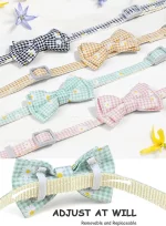 Plaid Print Bow Airtag Collar for Cats