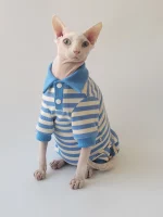 Pure Cotton High Elastic POLO Shirt Onesie for Cats - Blue Onesie